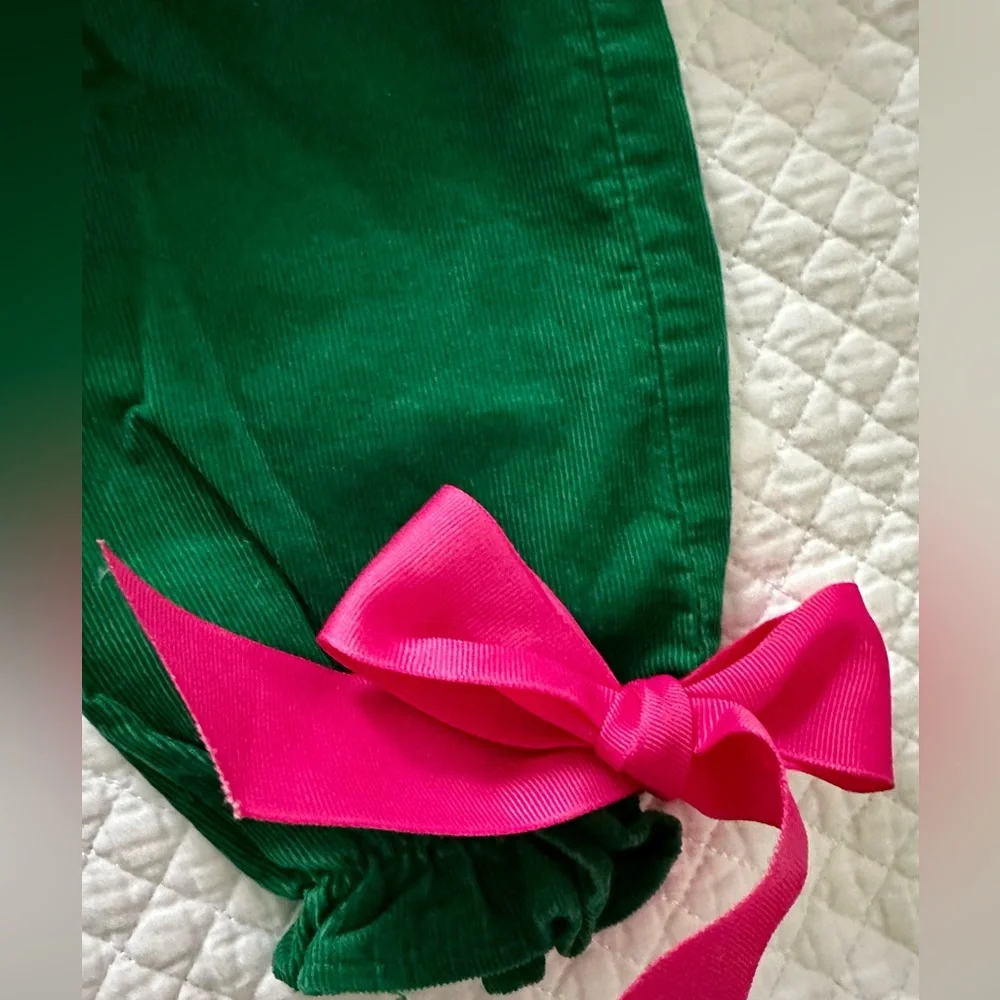 Bailey Boys Corduroy Two Piece Set with Bow Detail in Green and Pink Size 9M